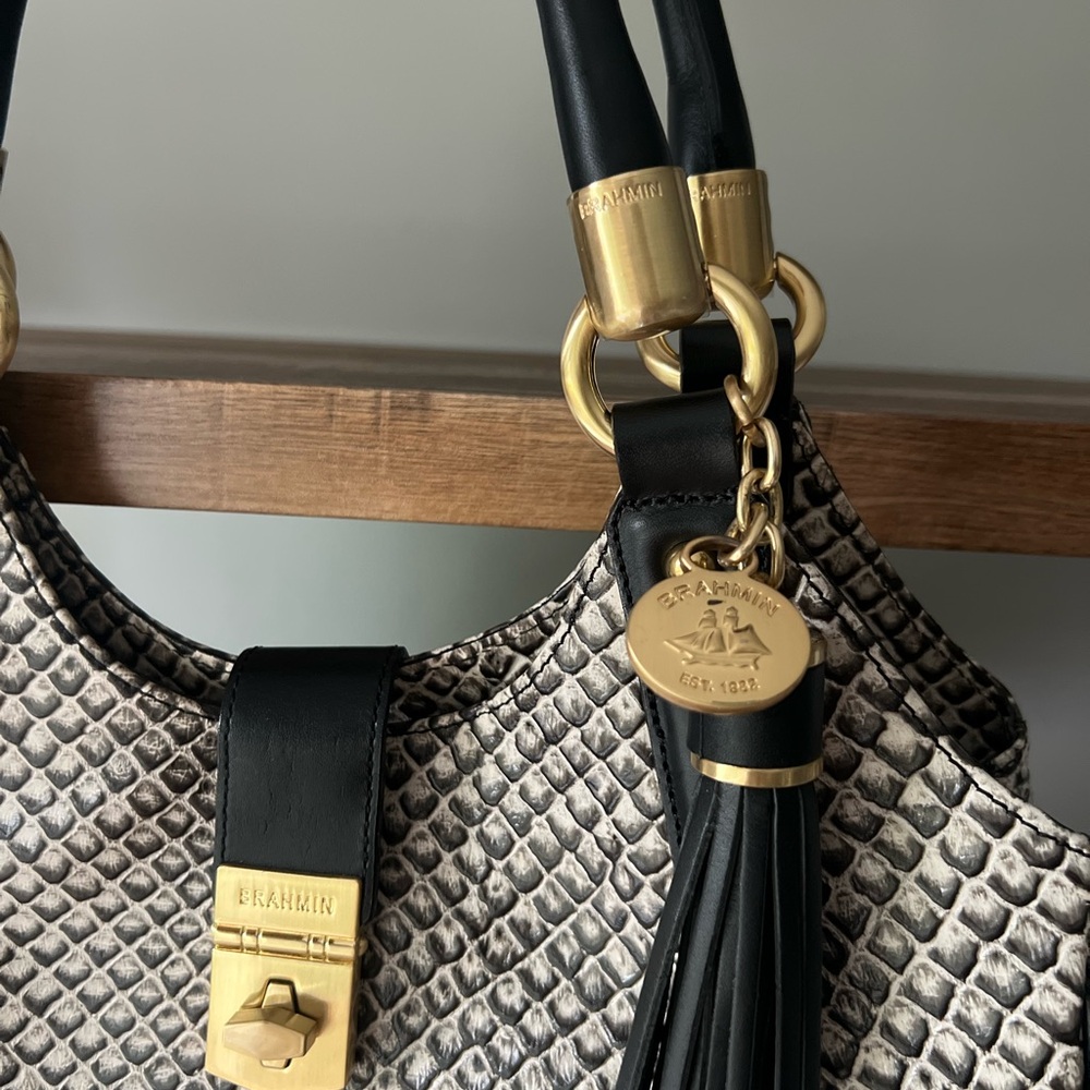 Brahmin Elisa Snake Print Hobo Shoulder Bag - Picture 10 of 10